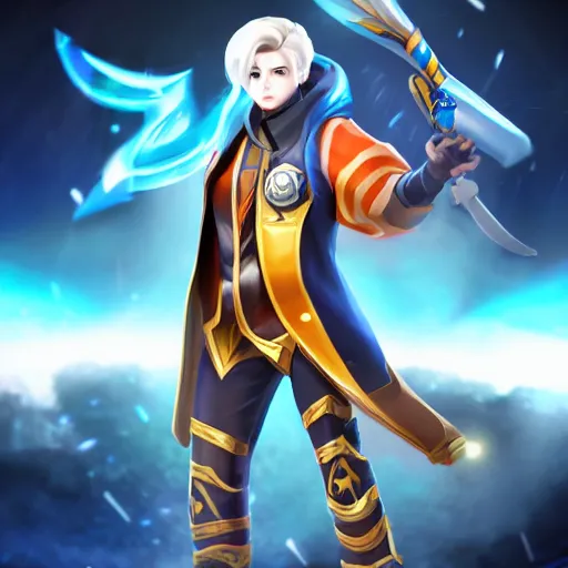 Image similar to a member of the band exo as a mobile legends hero, full - frame, character design, 8 k, high definition, extremely detailed, photo - realistic