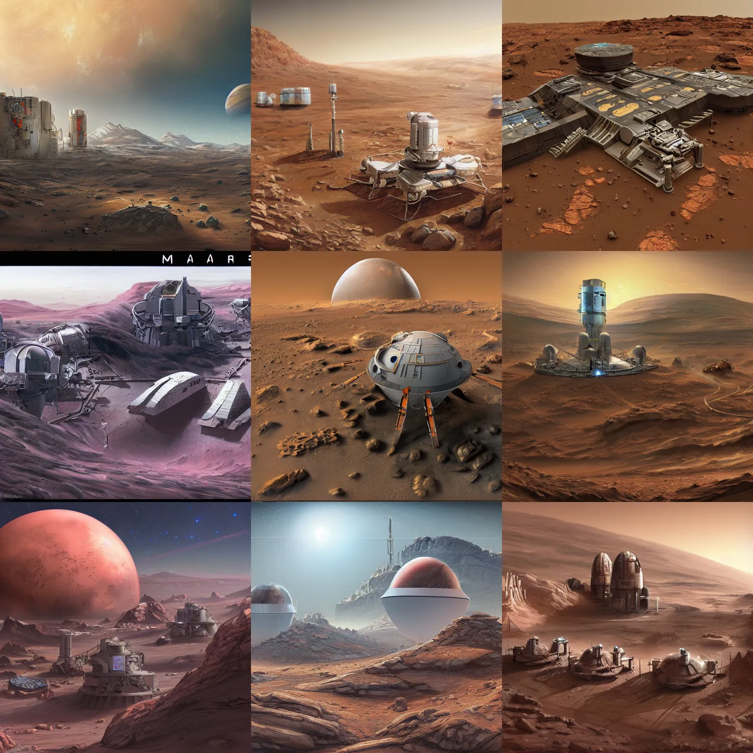 Prompt: mars colony, highly detailed, science fiction, concept art, digital art