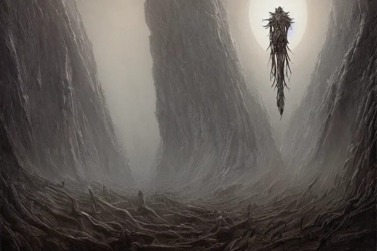 Image similar to amazing concept painting, by Jessica Rossier and HR giger and Beksinski, prophecy, hallucination, the middle of a valley; it was full of bones, bones that were very dry, there was a noise, a rattling sound, and the bones came together, bone to bone , I looked, and tendons and flesh appeared on them and skin covered them, but there was no breath in them and breath entered them, they came to life and stood up on their feet a vast army