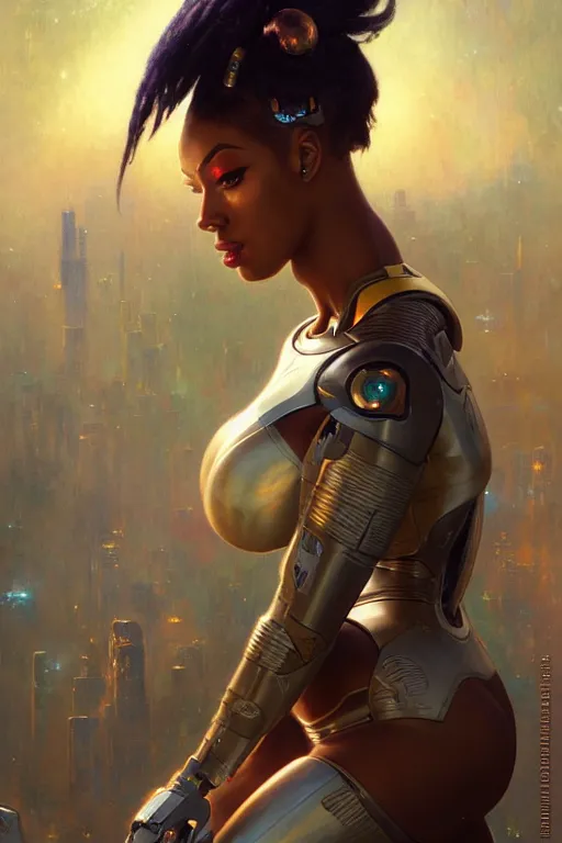 Prompt: cyborg megan thee stallion profile picture by greg rutkowski, dynamic pose, intricate, futuristic, fantasy, elegant, by stanley artgerm lau, greg rutkowski, thomas kinkade, alphonse mucha, loish, norman rockwell,