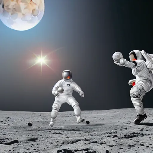 Image similar to a soccer match on the moon