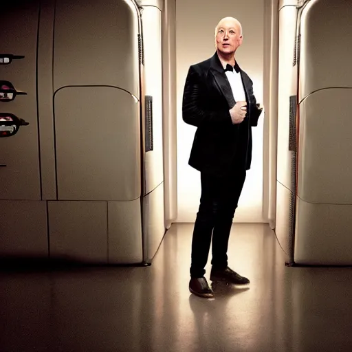 Image similar to Elon Musk as Jeff Bezos, award winning photograph by Annie Liebowitz