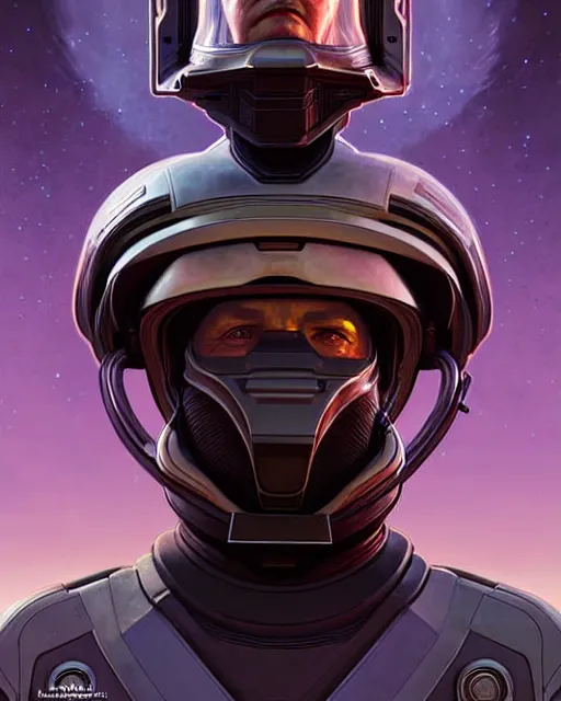 Prompt: portrait of a starship captain with a helmet as an apex legends character digital illustration portrait design by, wayne barlowe detailed, gorgeous lighting, wide angle action dynamic portrait