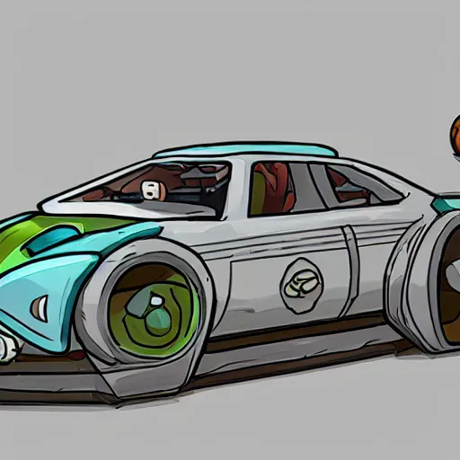 Image similar to deponia art style car concept