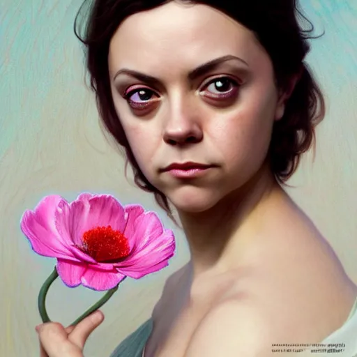 Prompt: pink petals with a ahape of a wonderful aubrey plaza and christina ricci, intricate, elegant, highly detailed, wonderful eyes, sweet, digital painting, artstation, concept art, smooth, sharp focus, illustration, art by artgerm and greg rutkowski and alphonse mucha and william - adolphe bouguereau