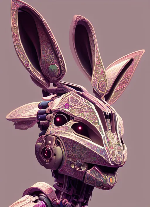 Prompt: symmetry!! portrait of a hybrid robot bunny, floral! horizon zero dawn machine, intricate, elegant, highly detailed, ray tracing, digital painting, artstation, concept art, smooth, sharp focus, illustration, art by artgerm and greg rutkowski and alphonse mucha, 8 k