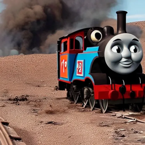 Image similar to still frame of Thomas the Tank Engine in MAD MAX: FURY ROAD (2015)