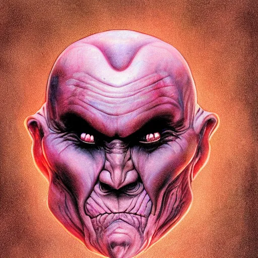 Image similar to a portrait of majin boo, in the style of wayne barlowe