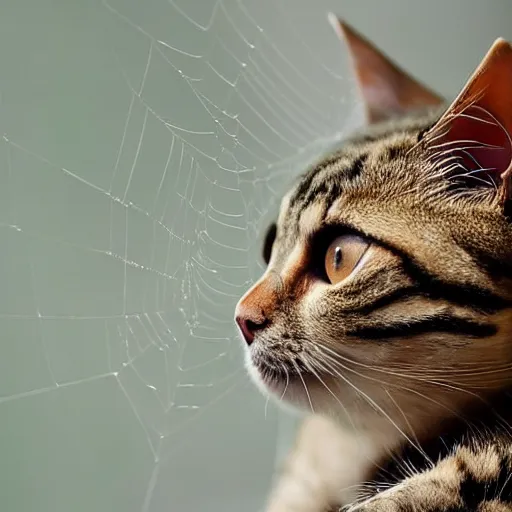 Image similar to a spider with a cat's head, photography