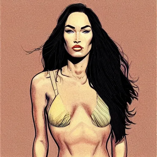 Prompt: “ megan fox retro minimalist portrait by jean giraud, moebius starwatcher comic, 8 k ”