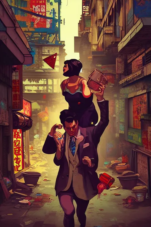 Prompt: slum neighbourhood. pop art, pixel, bioshock art style, gta chinatown art style, dynamic proportional, dynamic composition, sharp focus, intricate, without, elegant, aesthetic, warm colour, art by artgerm and richard hamilton and mimmo rottela