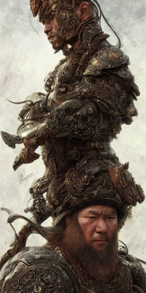 Prompt: serious looking yakut who loves to hunt to play online games, driving a bike and love cats, intricate, elegant, tasteful, highly detailed, centered, digital painting, artstation, concept art, smooth, sharp focus, illustration, art by artgerm and donato giancola and Joseph Christian Leyendecker, WLOP