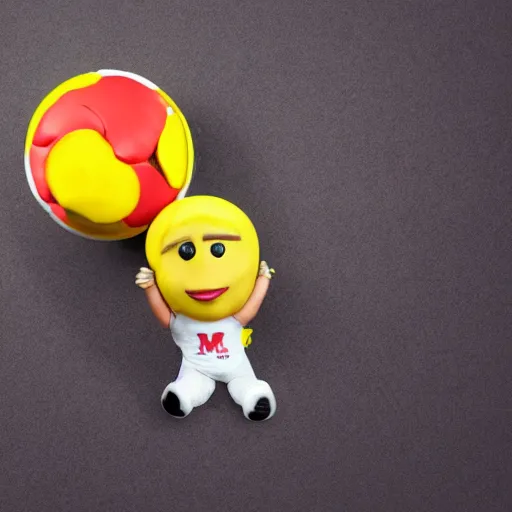 Prompt: a single yellow m & m candy with white arms and legs holding a microphone, a yellow sphere wearing a white baseball cap, eminem as a m & m candy standing on a floor covered with m & m candies, m & m candy dispenser, m & m plush!!!, unreal engine, studio lighting, unreal engine, volumetric lighting, artstation