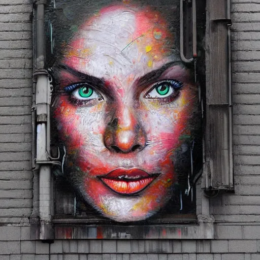 Prompt: a highly detailed portrait in the style of spray - painted street art