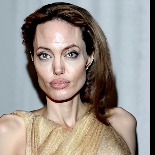 Image similar to an orange with the face of angelina jolie