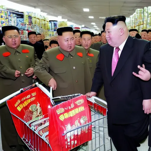 Prompt: kim jong un shopping at wallmart