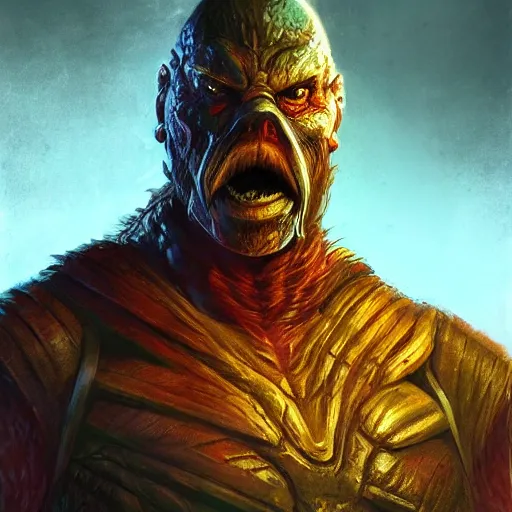Image similar to bright, colorful, realistic, detailed from Elder Scrolls: shivering isles concept portrait monster grummite backlighting, kodachrome, high contrast, highly detailed, sharp focus, digital painting, concept art, illustration, trending on artstation, comic book by Alex Ross and Adam Adamowicz cover art