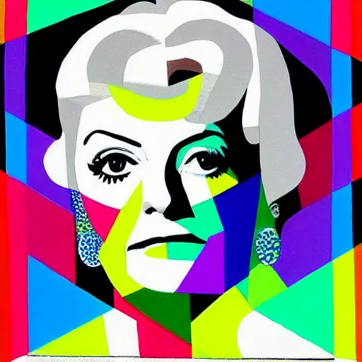 Image similar to very detailed portrait of dame angela lansbury, painted by victor vasarely