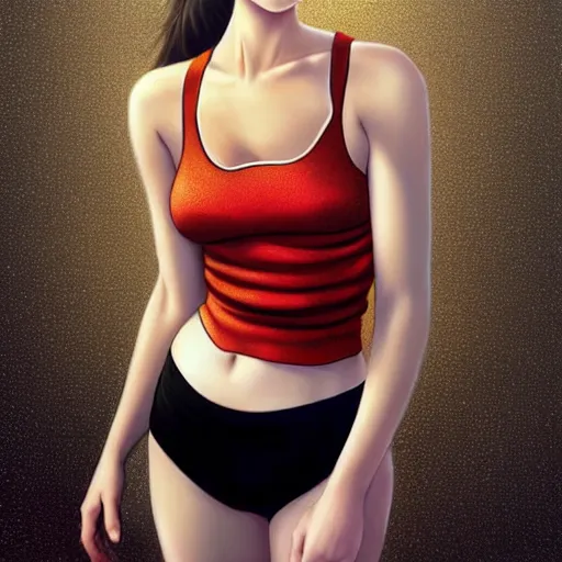 Prompt: a beautiful young kayo shibuya natalie portman alluring gravure model, wearing elaborate designer tank top, by akira toriyama and wlop and ilya kuvshinov and artgerm and, aesthetic, gorgeous, stunning, alluring, attractive, artstation, deviantart, pinterest, digital art