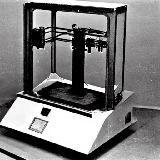 Image similar to nuclear powered 3d printer from 1930