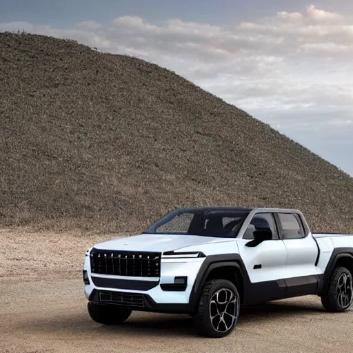 Prompt: A Pickup truck designed and produced by Polestar in the production year of 2022, promotional photo
