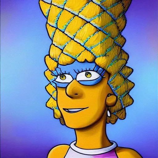 Prompt: marge simpson caucasian dmt historical oil painting