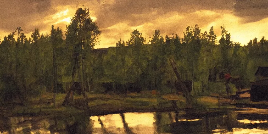 Prompt: dalarna, sweden, in the style of anders zorn, dramatic lighting