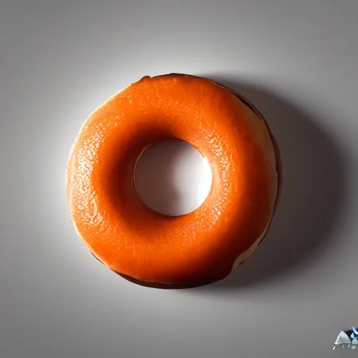 Image similar to Perfectly circular donut!!!!! in the style of an orange!!!!!!, trending on artstation, 4k, 8k, professional photography, overhead shot, 35mm lens