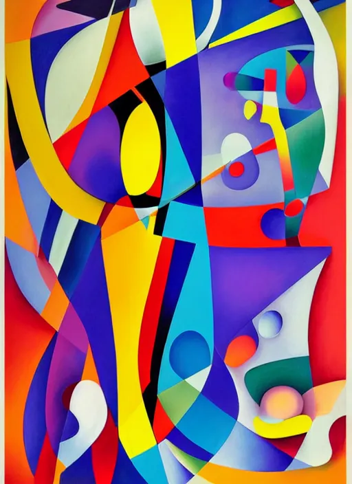 Prompt: A surreal neon painting of Zaha hadid 3d kandinsky kissing couple made of cubism futuristic picasso sculptures in 3 point perspective by Joan miro and Vladimir kush and dali and kandinsky, 3d, realistic shading, complimentary colors, vivid neon colors, aesthetically pleasing composition, masterpiece, 4k, 8k, ultra realistic, super realistic,