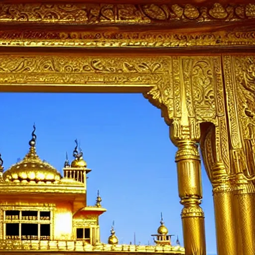 Prompt: a golden temple, ancient, architecture