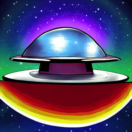 Prompt: rainbow cosmic sci fi ufo