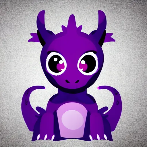 Prompt: very cute purple dragon with well-designed head and four legs, 2d minimalism, minimum of color