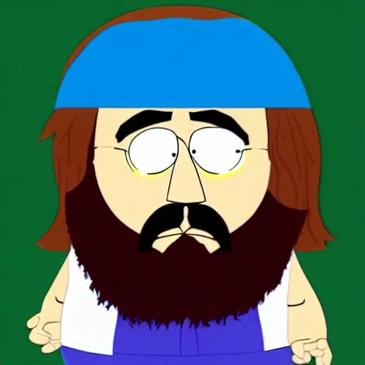 Image similar to the dude from the big lebowski as south park character