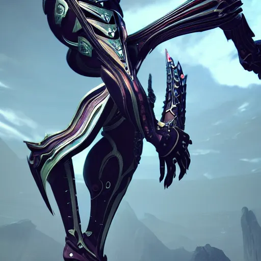 Image similar to high quality bug pov of a beautiful and stunning giant valkyr prime female warframe, doing an elegant pose high above you, a giant warframe paw looms over you, about to step on you, unaware of your existence, slick elegant design, sharp claws, detailed shot legs-up, highly detailed art, epic cinematic shot, realistic, professional digital art, high end digital art, furry art, DeviantArt, artstation, Furaffinity, 8k HD render, epic lighting, depth of field