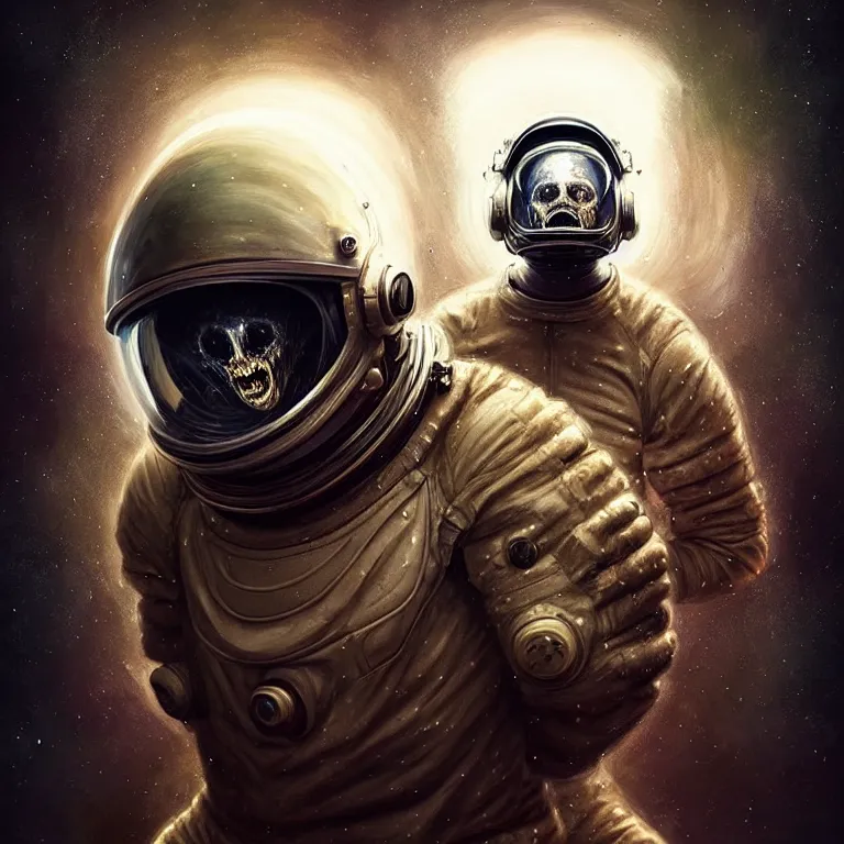 Image similar to epic professional digital art of tormented astronaut in helmet, painted,, terror, leesha hannigan, wayne haag, reyna rochin, ignacio fernandez rios, mark ryden, iris van herpen, best on artstation, best on cgsociety, epic, stunning, gorgeous, much wow, cinematic, masterpiece