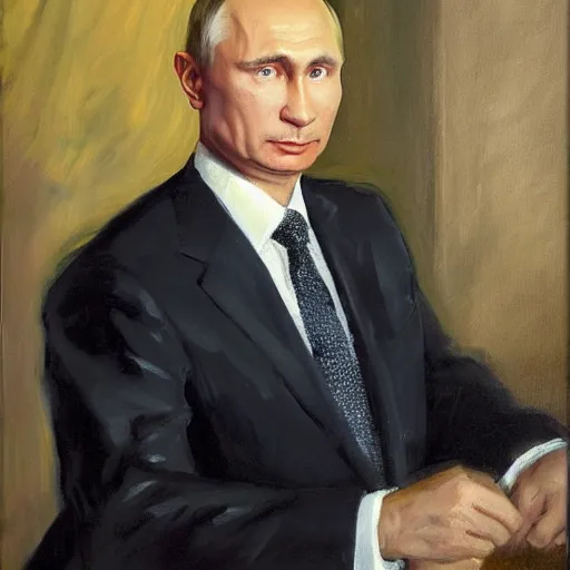 Image similar to oil painting portrait of Vladimir Putin, John Singer Sargent style