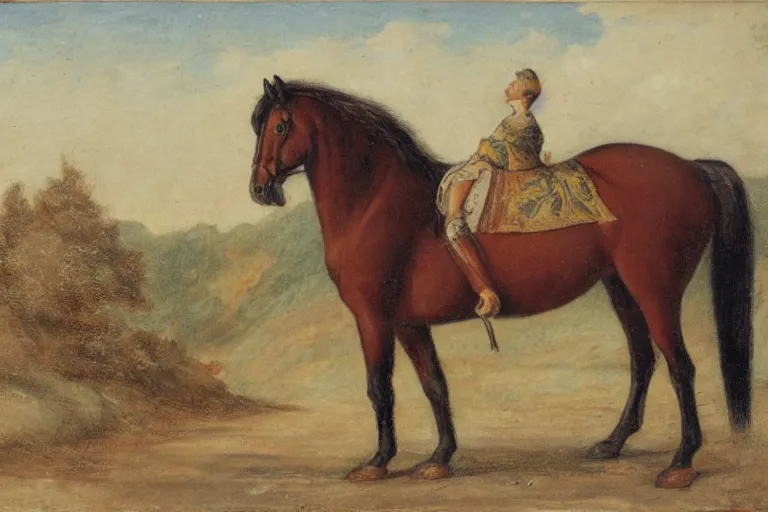 Image similar to horse sitting on a horse, arstation