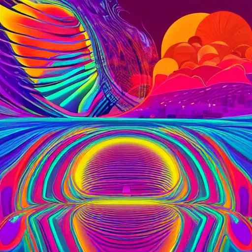 Image similar to psychedelic abstract digital artwork reminiscent of album covers from the 70's in the art style of Alena Aenami, Marcel Marcel and Metzinger