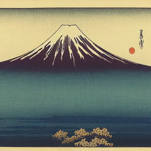 Prompt: Mt. Fuji, by Hokusai