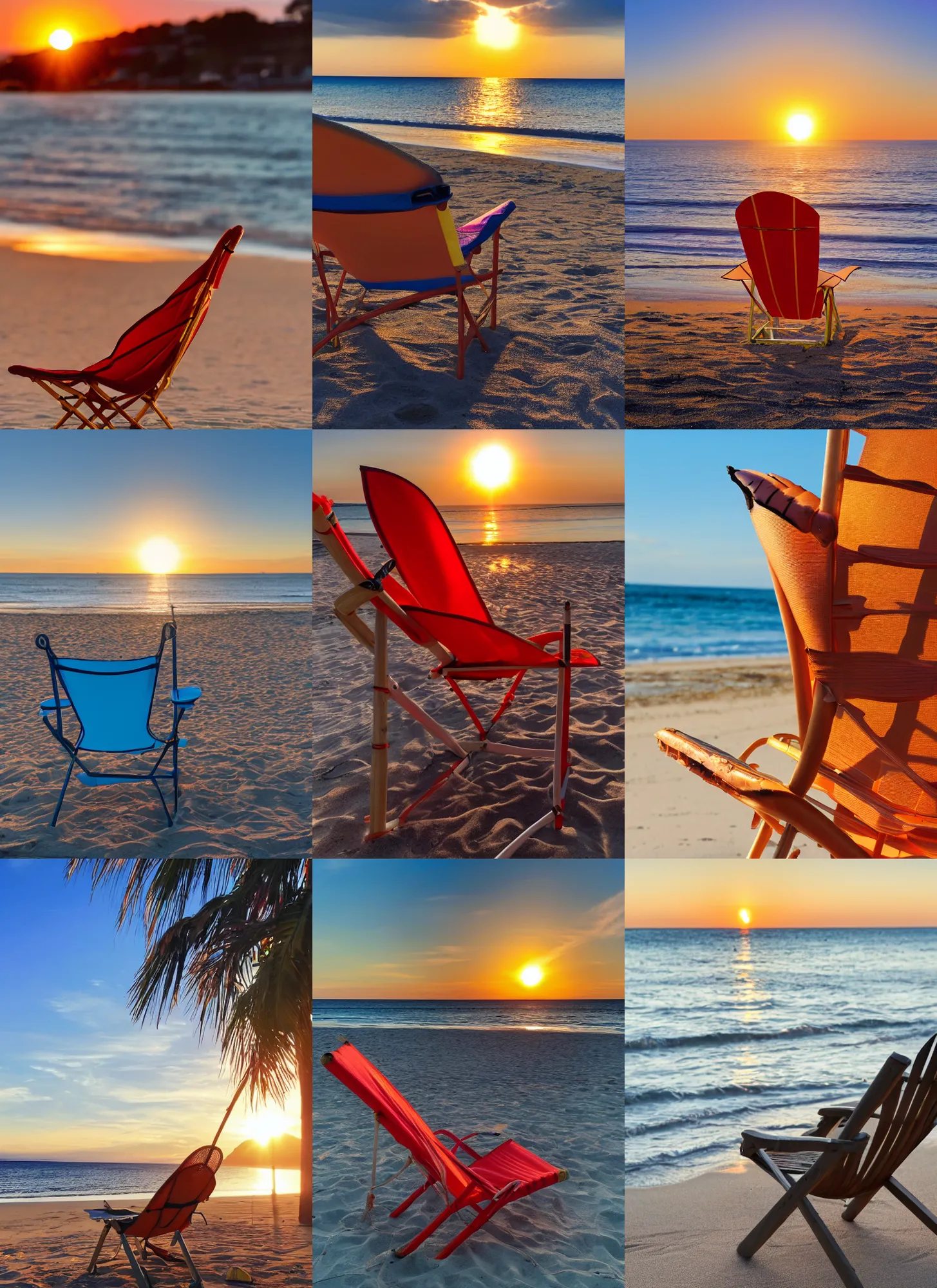 Prompt: photo of a lobster sunbathing in a chair at the beach, golden hour, Breathtaking, 8k resolution, extremely detailed, beautiful, establishing shot, artistic