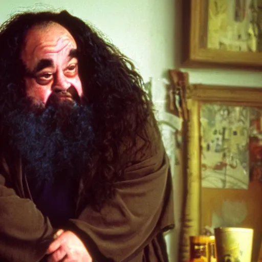 Prompt: Danny Devito as Hagrid, 35mm film