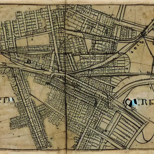 Prompt: city plan drawing in style 1 6 th century map