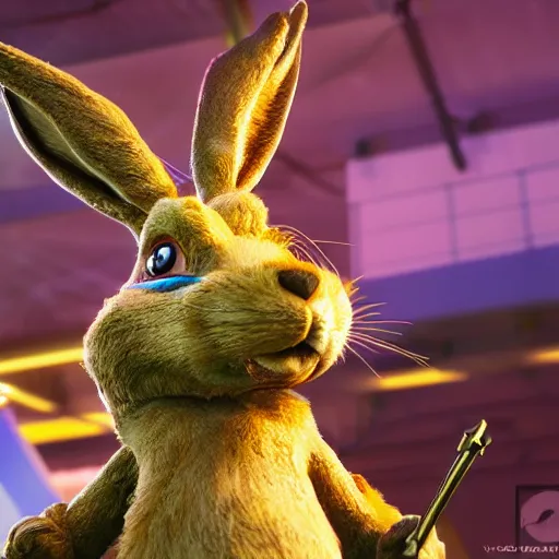 Prompt: jazz jackrabbit from epic games, video game artwork, high quality, 4 k, raytracing, rendered