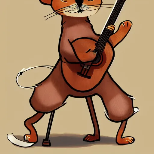 Prompt: shiba inu man, anthropomorphic, Anthro, furry, plays guitar, Artstation