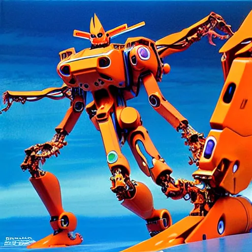 Image similar to subaquatic evangelion mecha, amphibious mobile suit by patrick woodroffe, ron mueck, carole feuerman, victo ngai