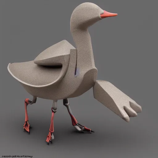 Prompt: Clay render of a cute robotic Goose saying hi; trending on artstation, Octane render, Unreal Engine, highly detailed