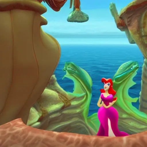 Prompt: Disney's Ariel as an PSX game