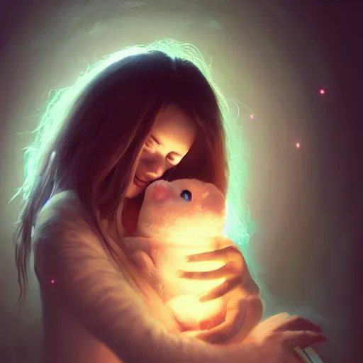 Image similar to The snuggliest snuggles in the world, huggy wuggy from poppy playtime video game, fullbody, ultra high detailed, glowing lights, oil painting, Greg Rutkowski, Charlie Bowater, Beeple, unreal 5, DAZ, hyperrealistic, octane render, RPG portrait, dynamic lighting, fantasy art, beautiful face