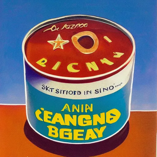 Prompt: a single can of beans in the sky