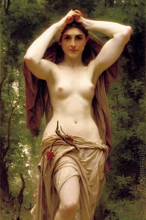 Prompt: druid shaman with antlers, bouguereau